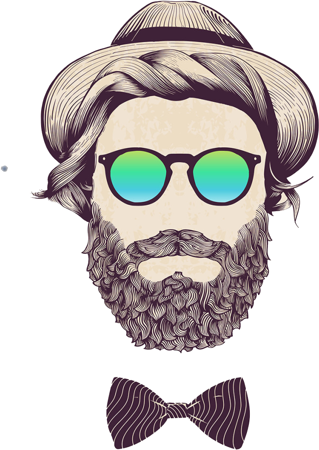 Photography Illustration Hipster Stock With Man Clipart - Hipster Long Beard Art (1024x1163), Png Download
