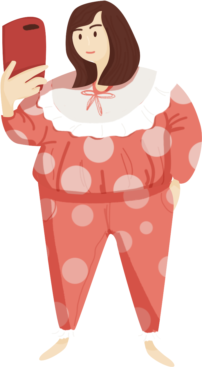 Cartoon Pajamas Girls Selfie Png And Psd - Cartoon (2000x2000), Png Download