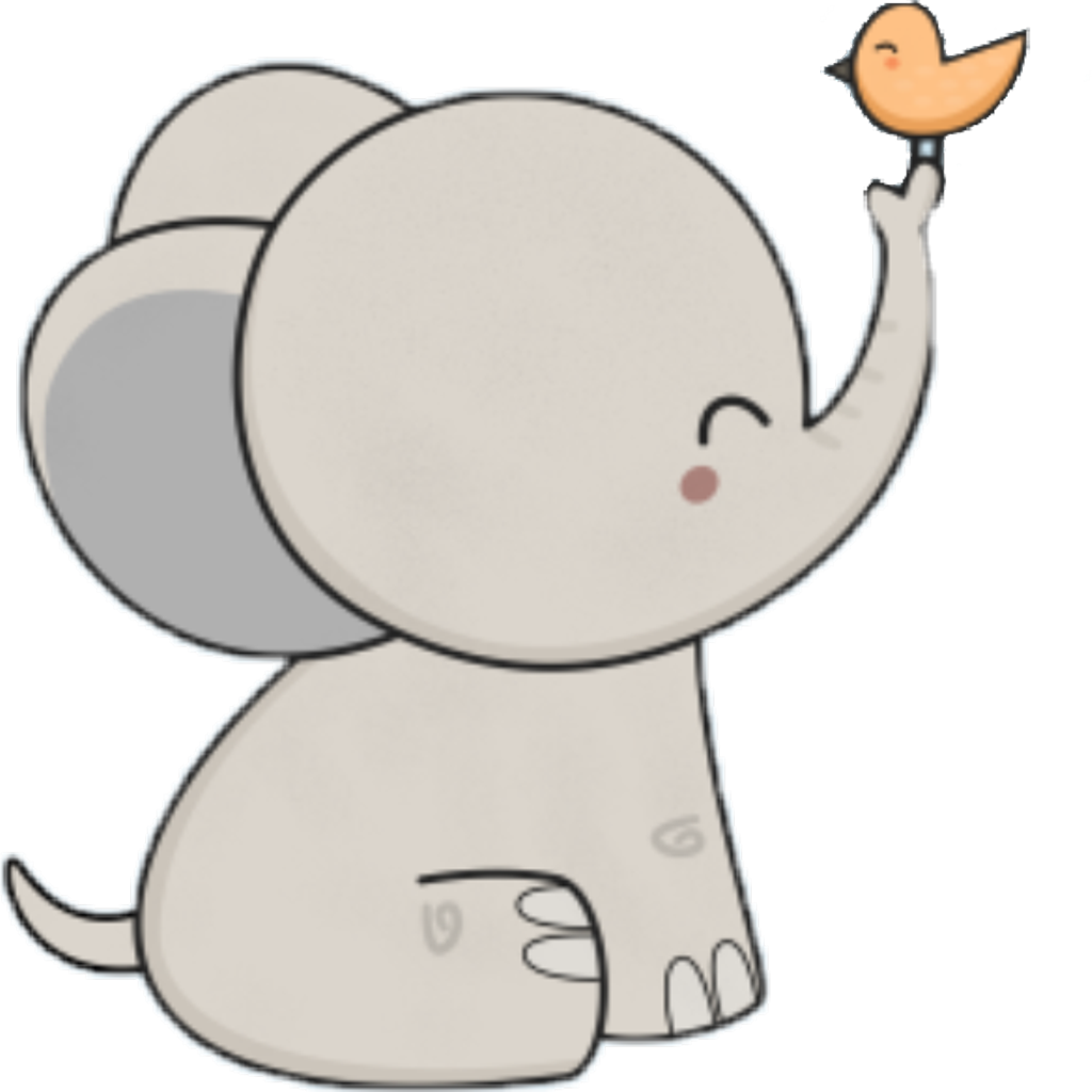 Kawaii Cute Cartoon Elephant (1024x1024), Png Download
