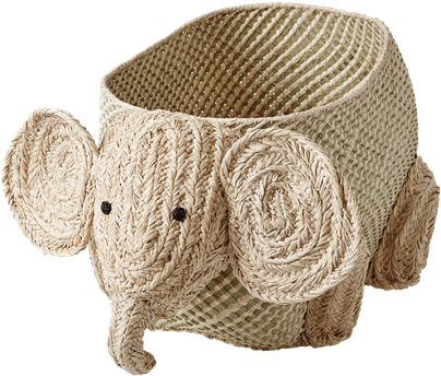 Cesta De Rafia Natural Elefante - Elephant Basket (600x600), Png Download