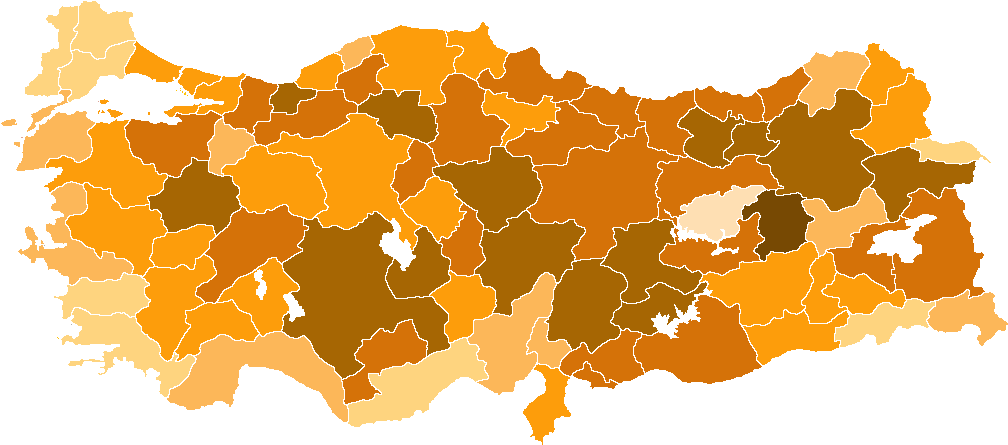 Akp 2007 Performance - Turkish Elections By Province (1015x450), Png Download