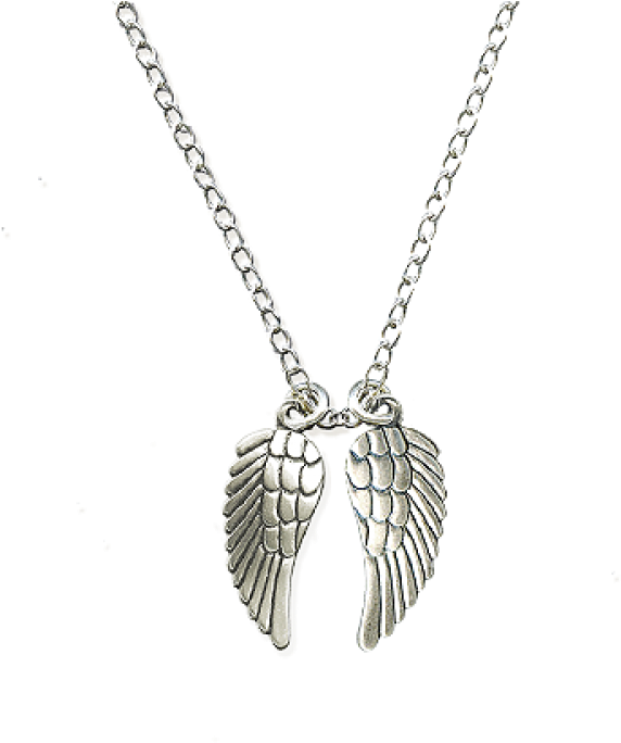 Danon Long Necklace With Angel Wings - Locket (600x683), Png Download