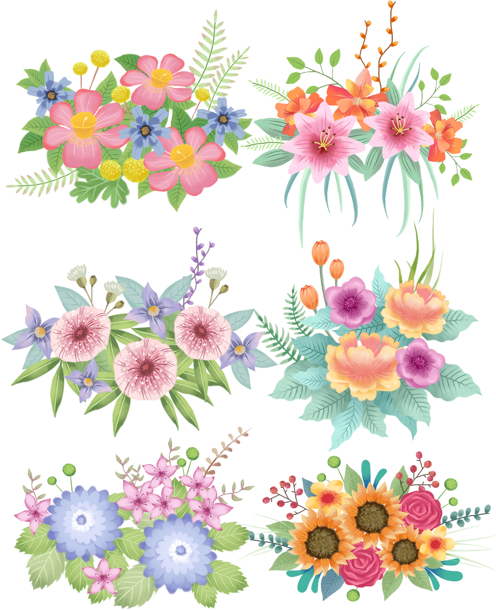 Hand Drawn Fresh Flower Cartoon Png And Psd - Illustration (1024x1369), Png Download