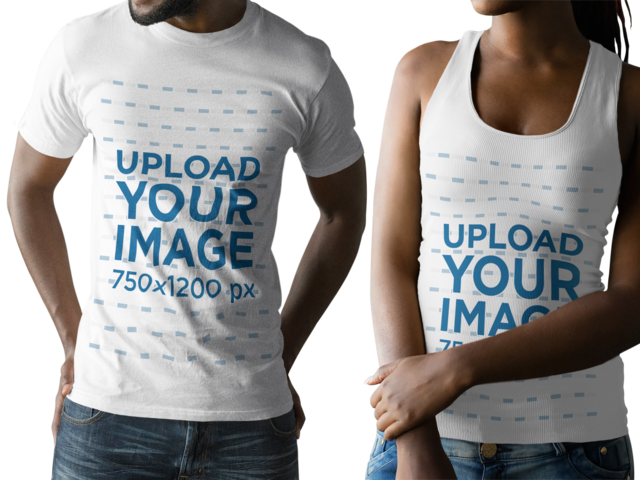 Black Couple With Cropped Faces Wearing A Round Neck - Girl (640x480), Png Download