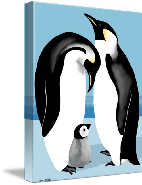 Emperor Penguin Family Art Prints By Pixel Paint Studio - Artwork Pictures Of Penguins (500x650), Png Download