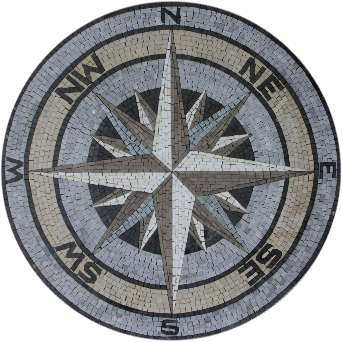 Floor Medallion Compass Sea Nautical Mosaic - Compass Marble Floor (1200x1200), Png Download
