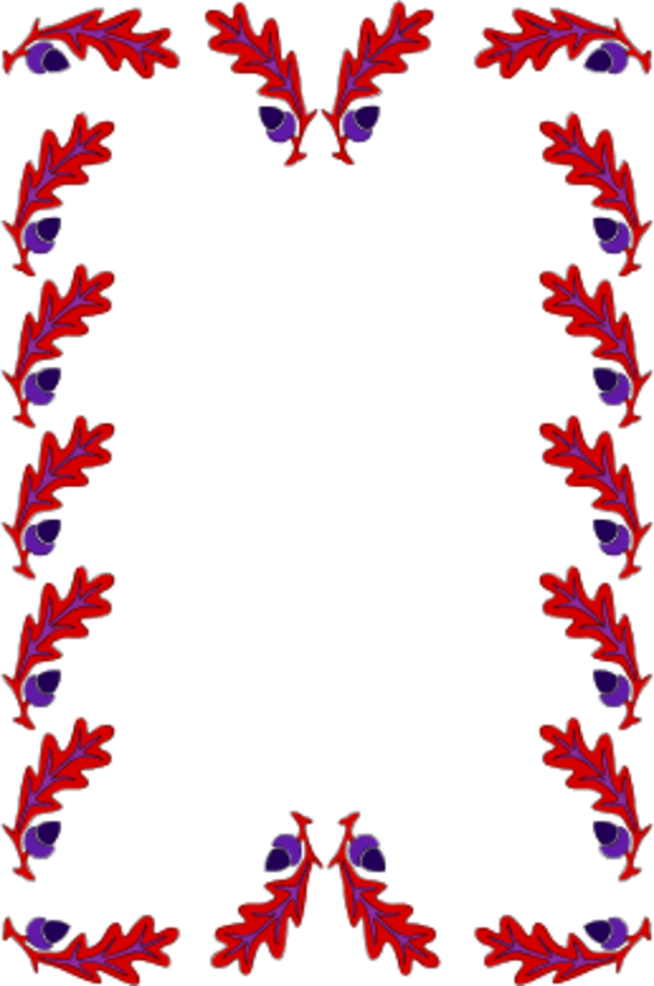 Border Decoration Oak Leaves - Holly Leaves Border (600x905), Png Download