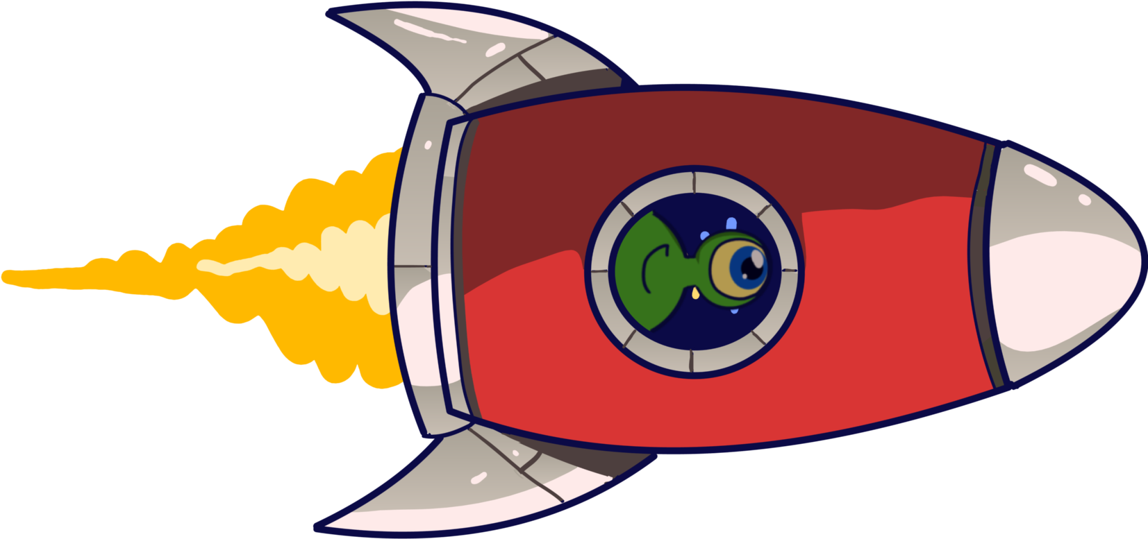 Spaceship - Space Jump1 - Cartoon (1660x800), Png Download