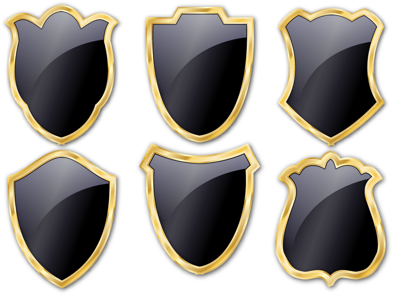 Black Shield Gold Metallic Download Free Image Clipart - Shield Gold Black (1664x1268), Png Download