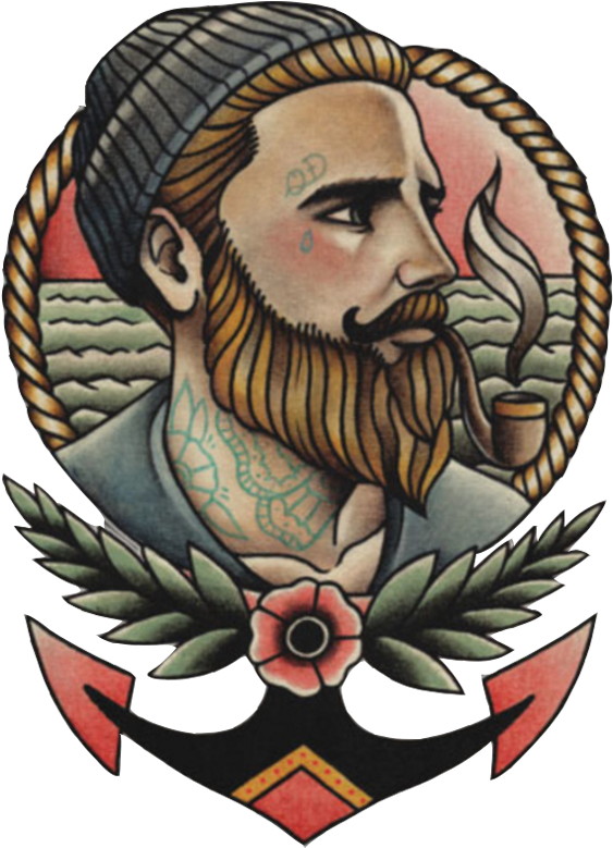 Parlortattoos Sailor - Old School Tattoo Sailor (568x786), Png Download