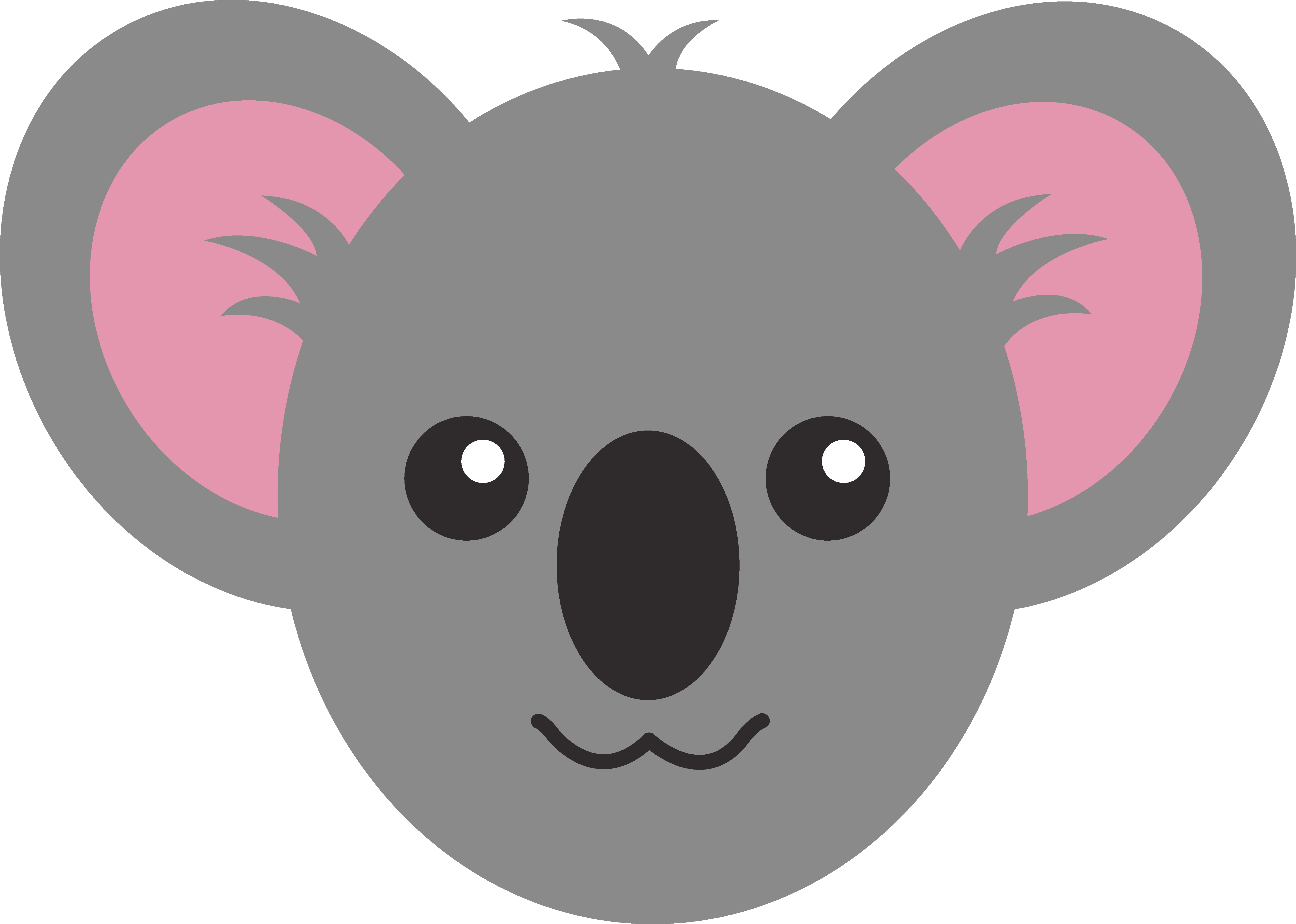 Colour Drawing Cute Animal - Draw A Koala Face (6158x4391), Png Download