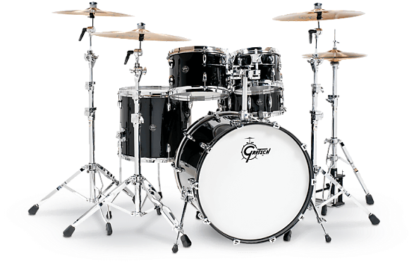 Gretsch Renown 5 Piece Drum Set Piano Black - Gretsch Drums Black And White (620x468), Png Download