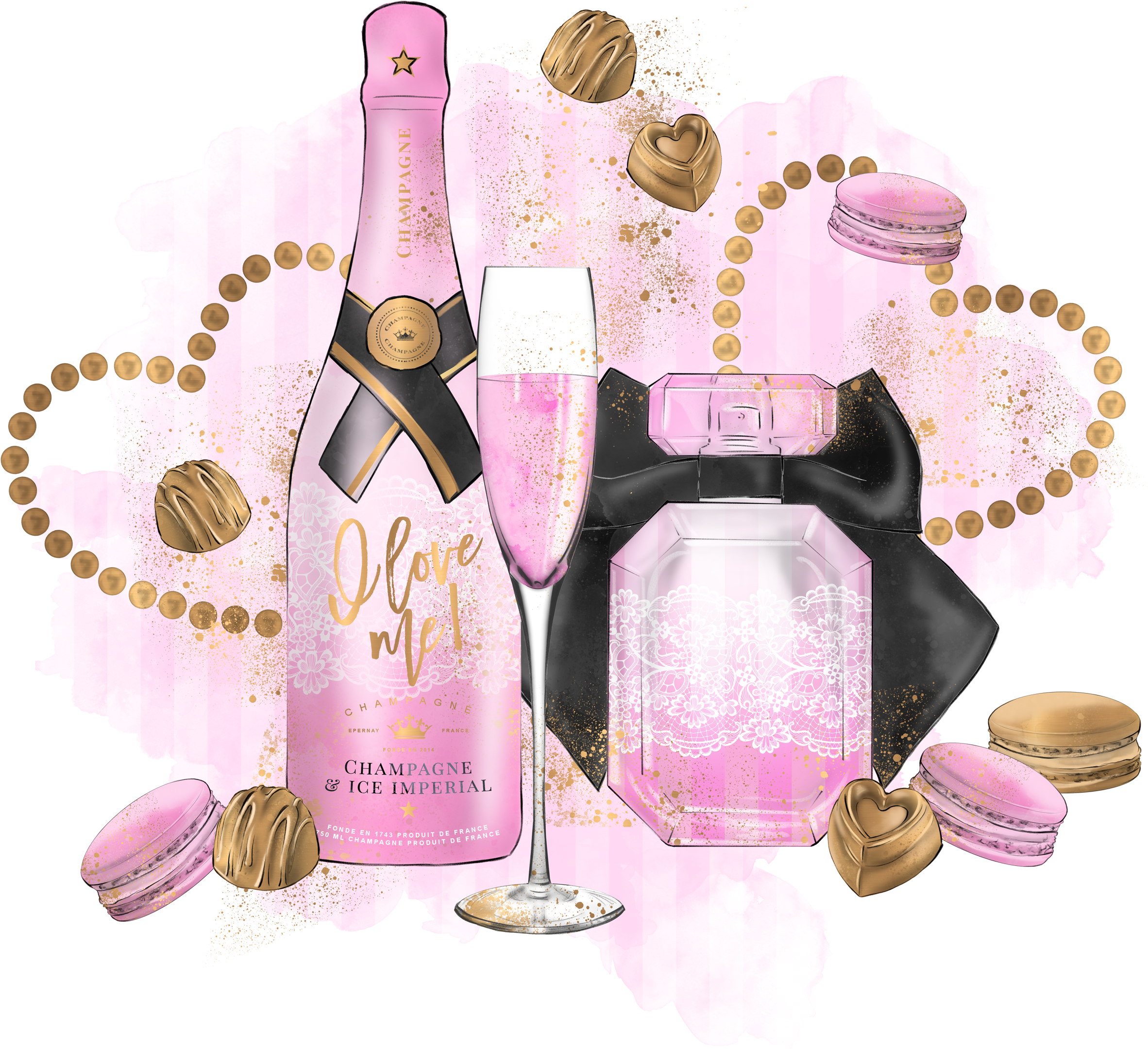 Valentine Pink Champ - Champagne (2400x2400), Png Download