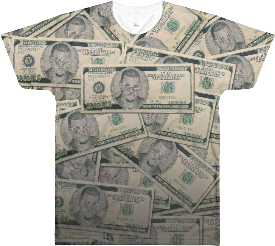 Image Of Yeezy Million Dollar Bill Shirt - Cash (1000x1000), Png Download