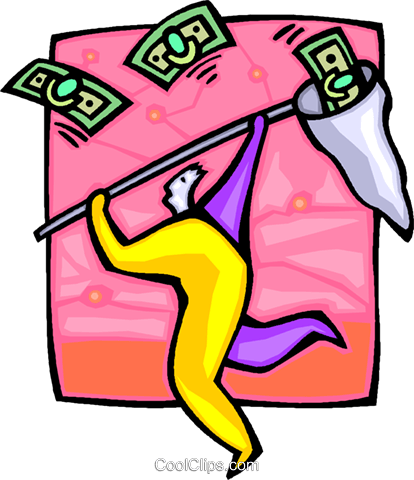 Catching Dollar Bills Royalty Free Vector Clip Art - 14 Principios De Henry Fayol (414x480), Png Download