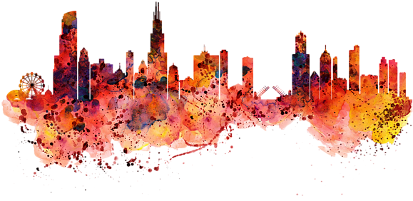 Click And Drag To Re-position The Image, If Desired - Watercolor Skyline (600x388), Png Download