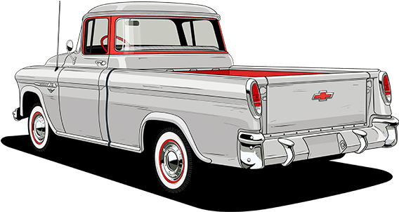 1955 Chevrolet 3124 Series Cameo Carrier (640x301), Png Download