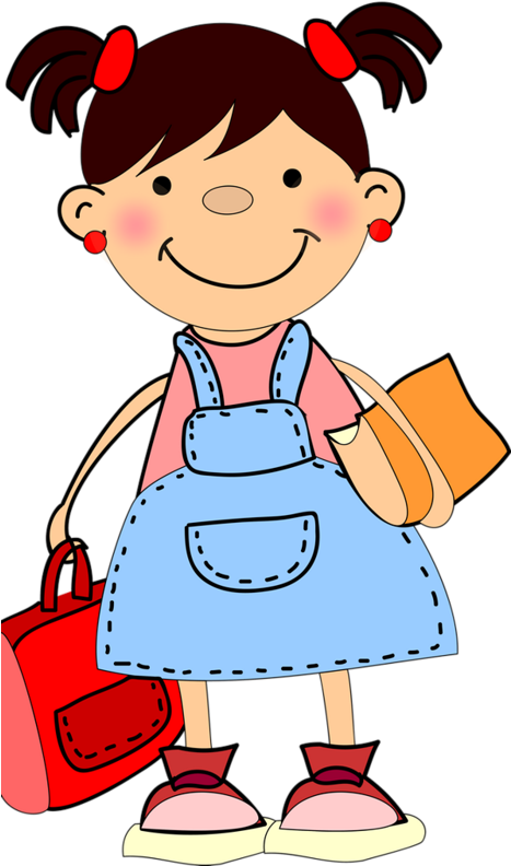 Little Girl Clipart Student - School Girl Clipart Png (466x800), Png Download
