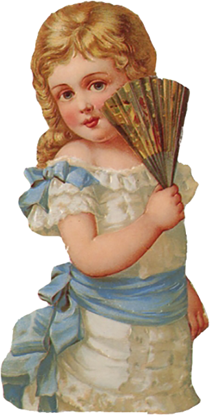 Little Blue Girl Victorian Scrap - Png Scrap Victorian (305x602), Png Download