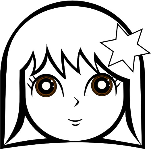 Cute Girl Black White Line - Girl Coloring Pages (555x553), Png Download