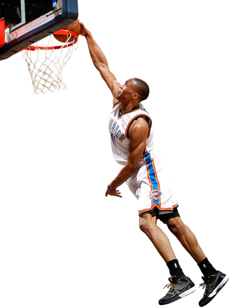 Russell Westbrook Dunk Png - Russell Westbrook Dunk Transparent (447x600), Png Download