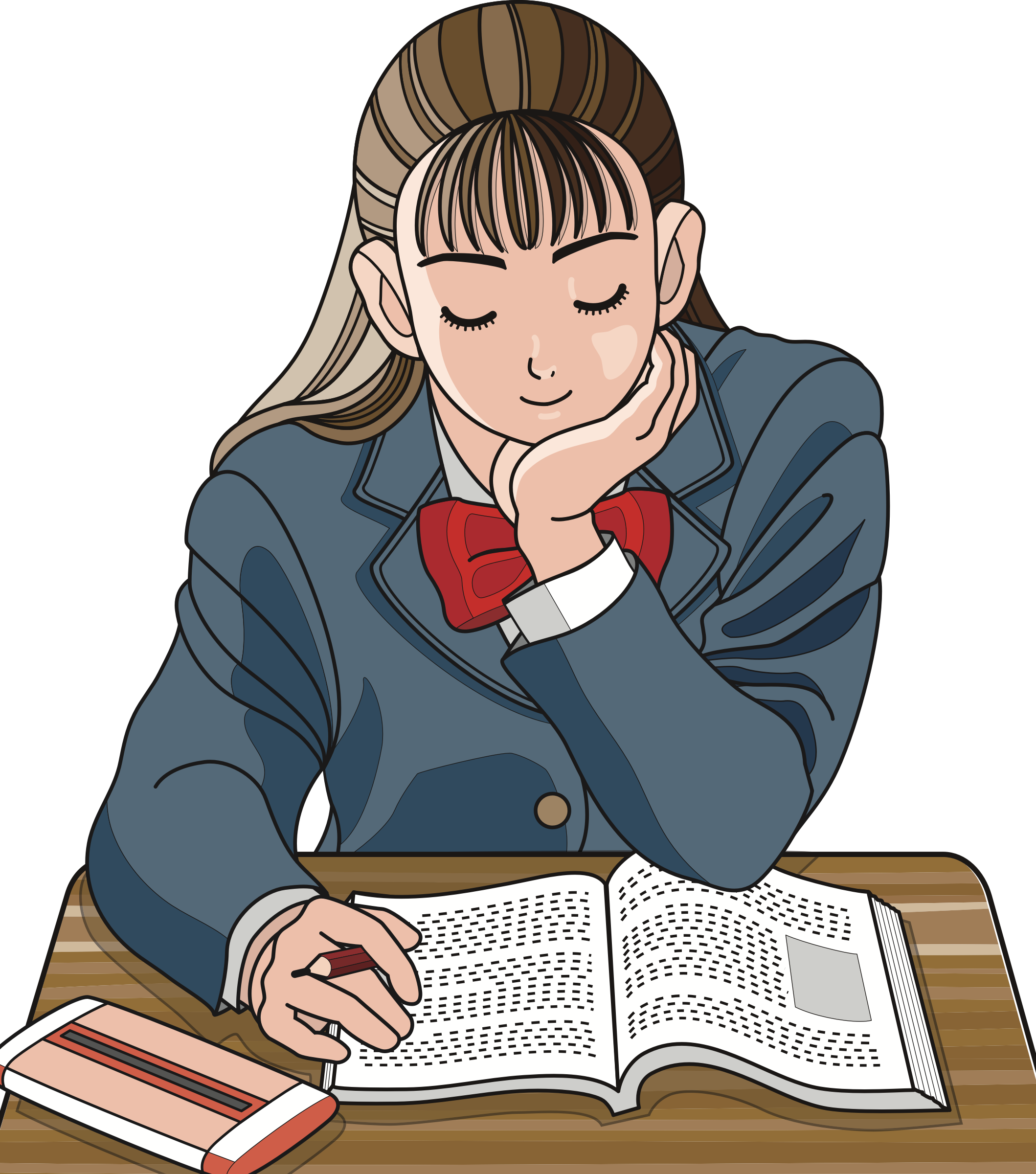 This Free Icons Png Design Of Schoolgirl Studying (2118x2400), Png Download