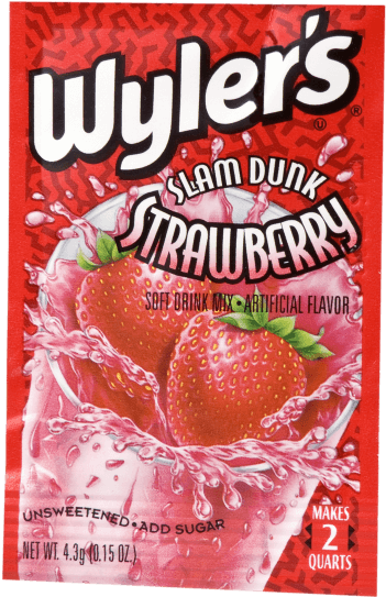 Wyler's Slam Dunk Strawberry - Wylers Soft Drink Mix, Electric Grape - 0.15 Oz (550x600), Png Download