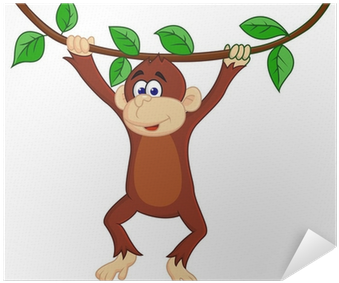 Vector Illustration Of Funny Baby Lion Poster • Pixers® - Monkey Hanging Clipart (400x400), Png Download