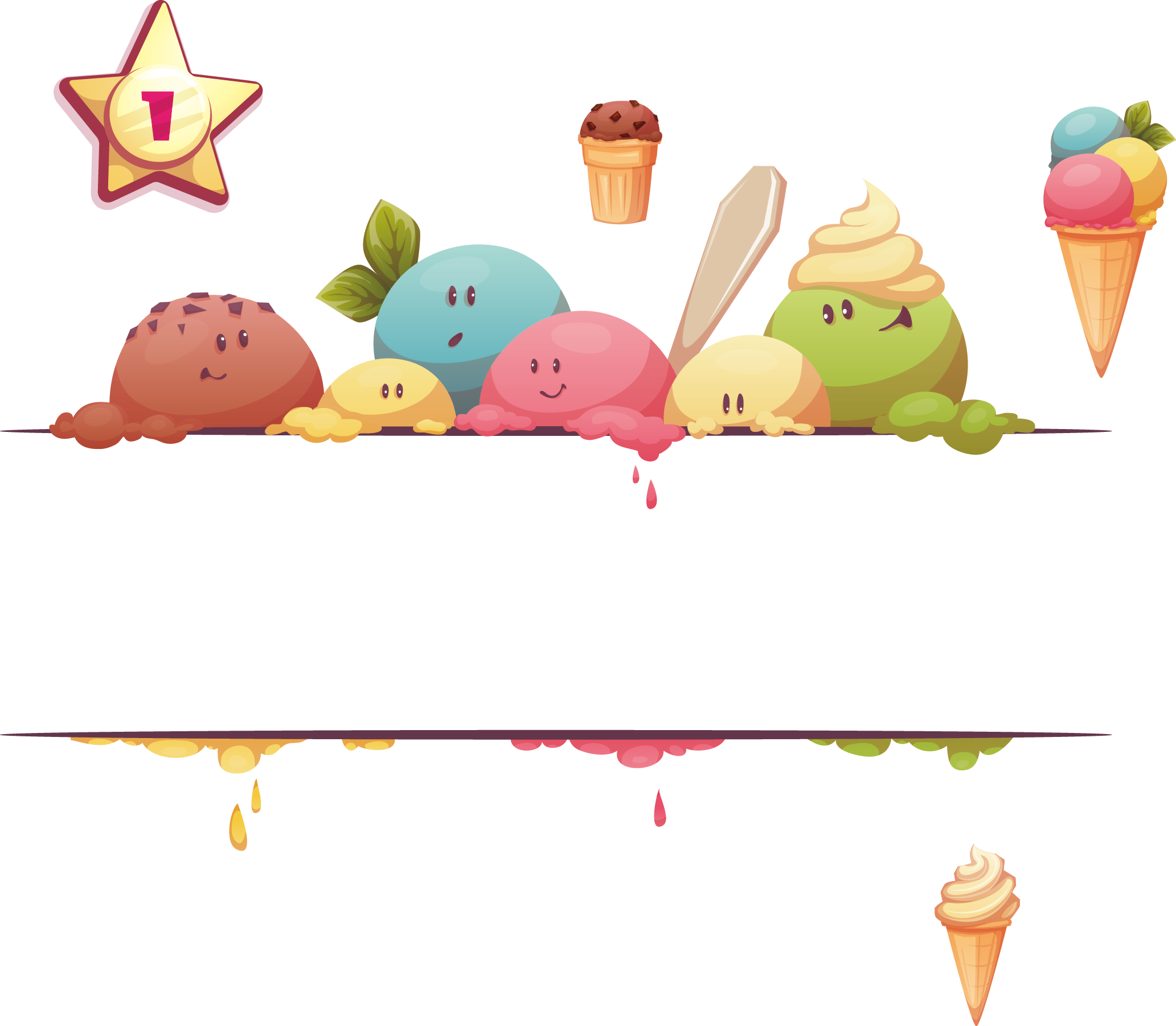 Png Free Stock Ice Cream Parlor Clipart - Ice Cream Ball Cartoon (2065x1803), Png Download