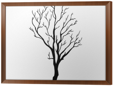 Vector Black Silhouette Of A Bare Tree Framed Canvas - Bare Tree Branch Vector (400x400), Png Download