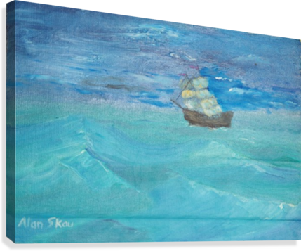 Sailing Calm Sea With Dark Sky - Sea (429x357), Png Download