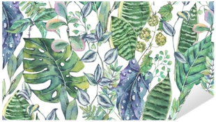 Watercolor Seamless Exotic Background With Tropical - Watercolor Painting (400x400), Png Download