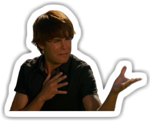A Sticker Of Zac Efrom During The Bet On It Scene In - Troy Bolton Bet On It Meme (483x483), Png Download