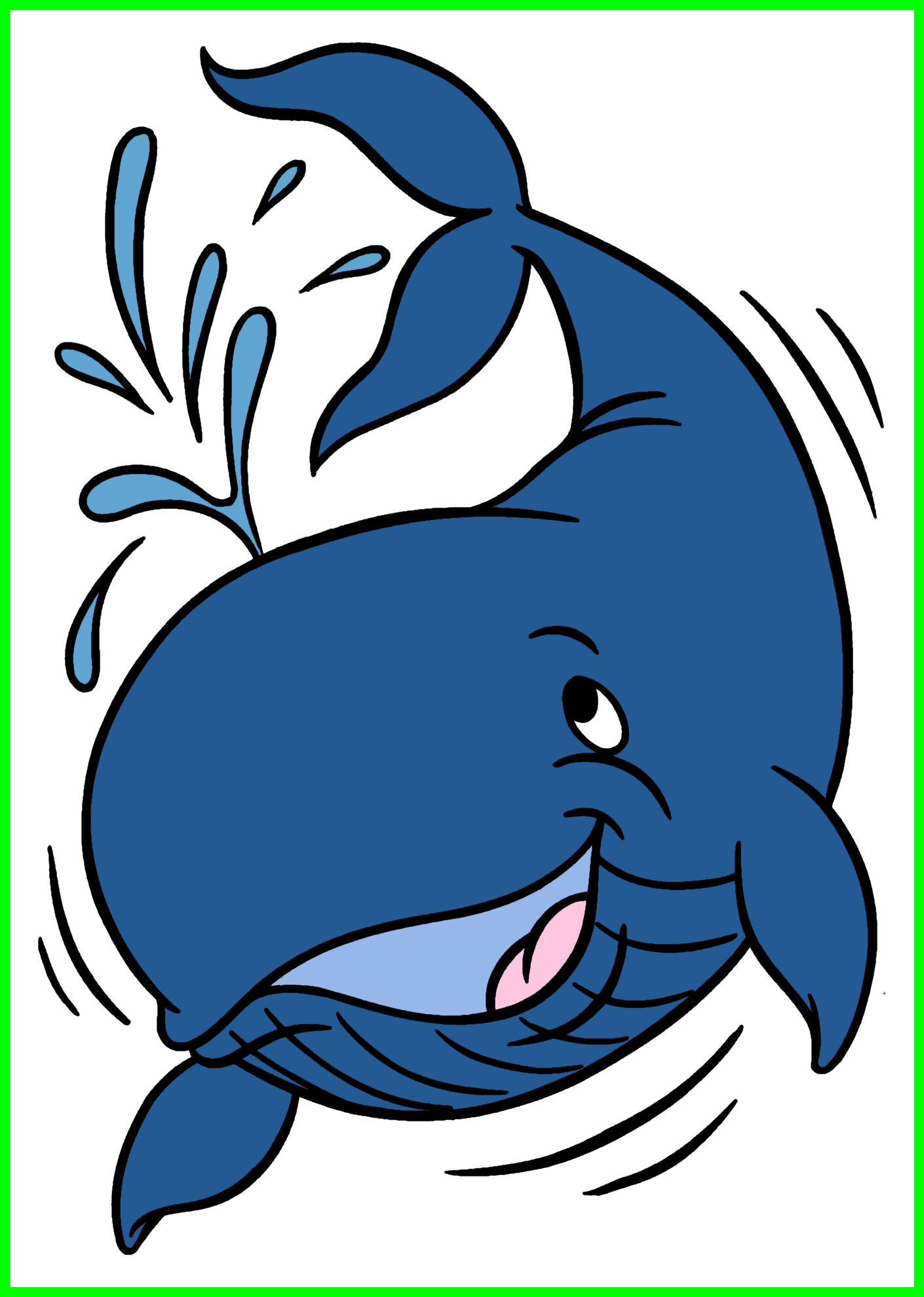 Fly Fish Clipart - Free Cartoon Whale Clipart (1410x1980), Png Download