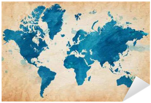 Map Of The World With A Textured Background And Watercolor - World Map (400x400), Png Download