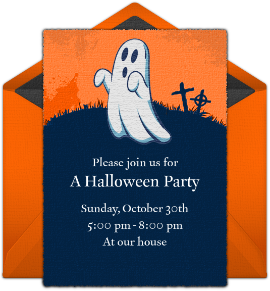 Cartoon Ghost Online Invitation - Illustration (650x650), Png Download
