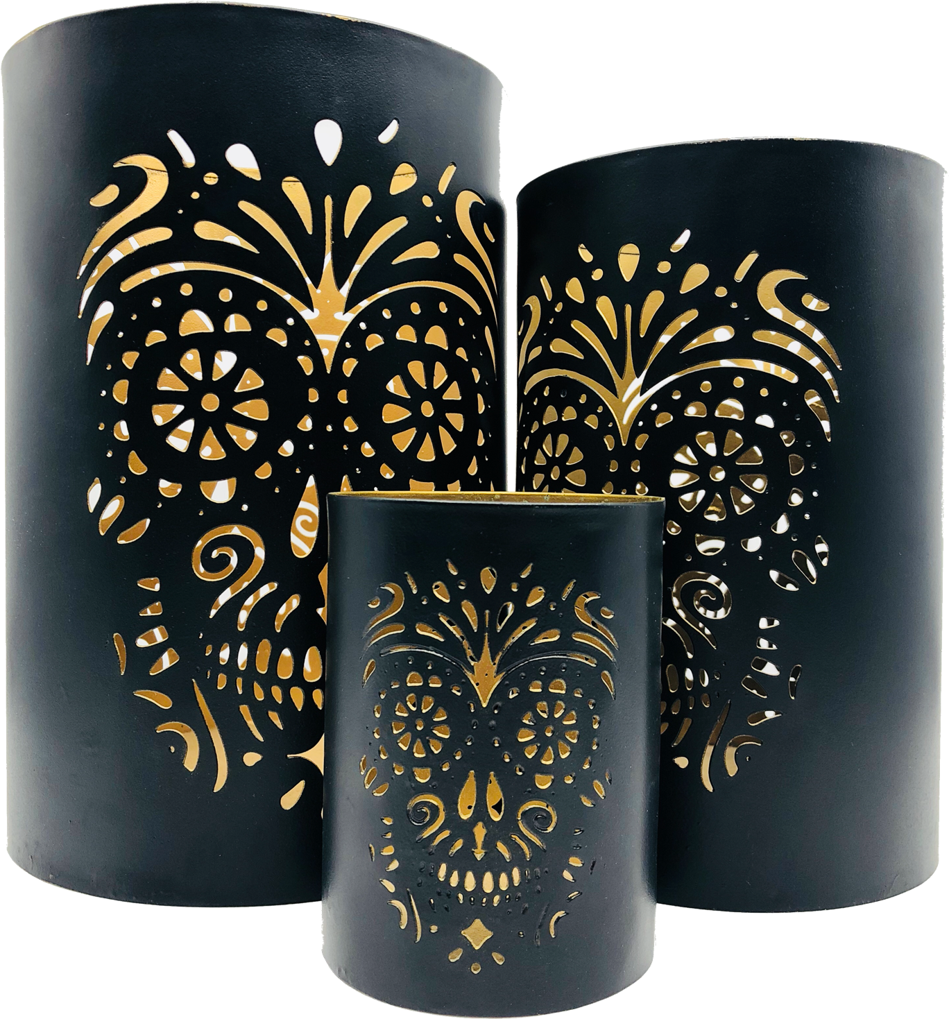 Skull Candle Holder Set Of (1428x1536), Png Download
