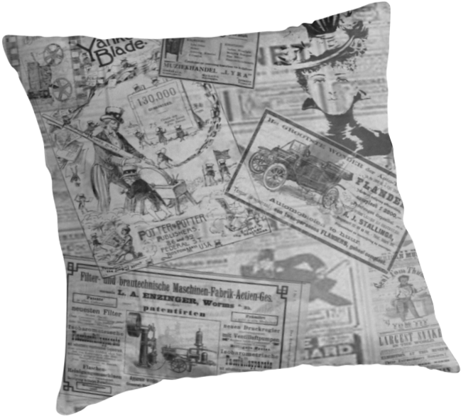 Vintage Newspaper • Also Buy This Artwork On Home Decor, - Cushion (875x875), Png Download