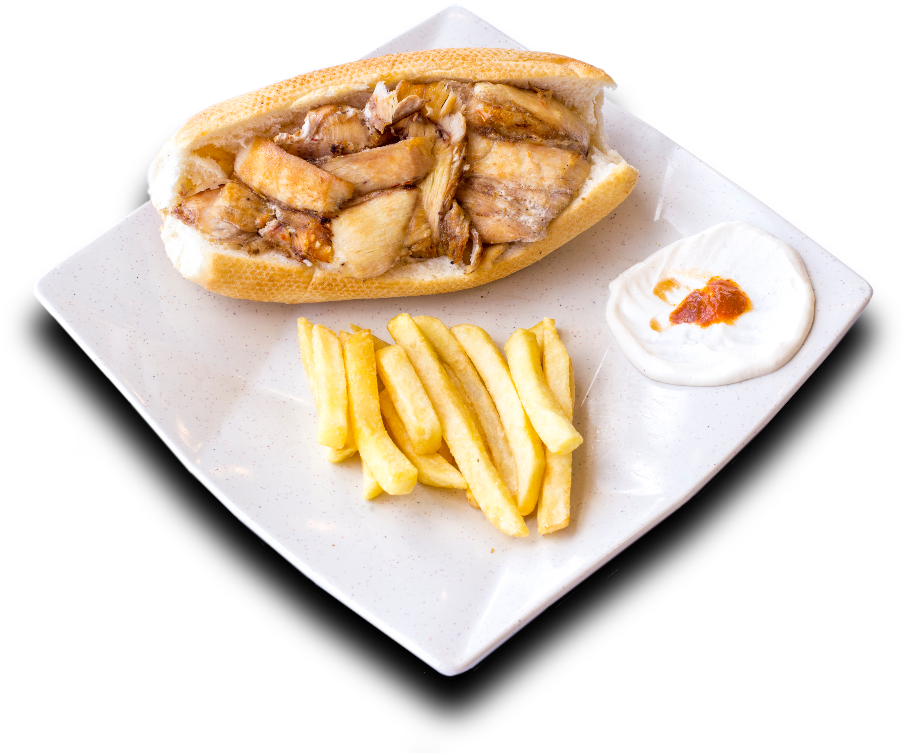 Large Chicken Sandwich - French Fries (4724x3150), Png Download
