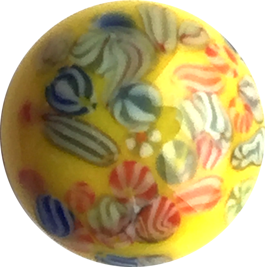 Bright Yellow Vintage Glass Millefiori Button-gems, - Bead (1015x1024), Png Download