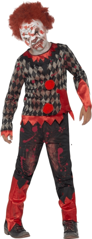 Child Halloween Deluxe Zombie Clown Costume - Killer Clown Costume Boys (600x951), Png Download
