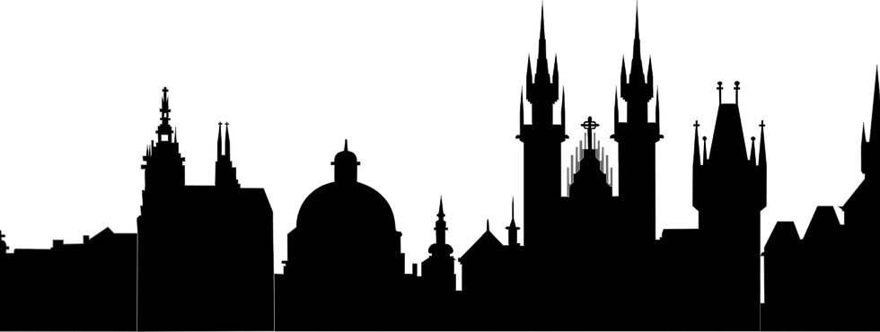White Skidmore - Prague Skyline Silhouette (980x370), Png Download