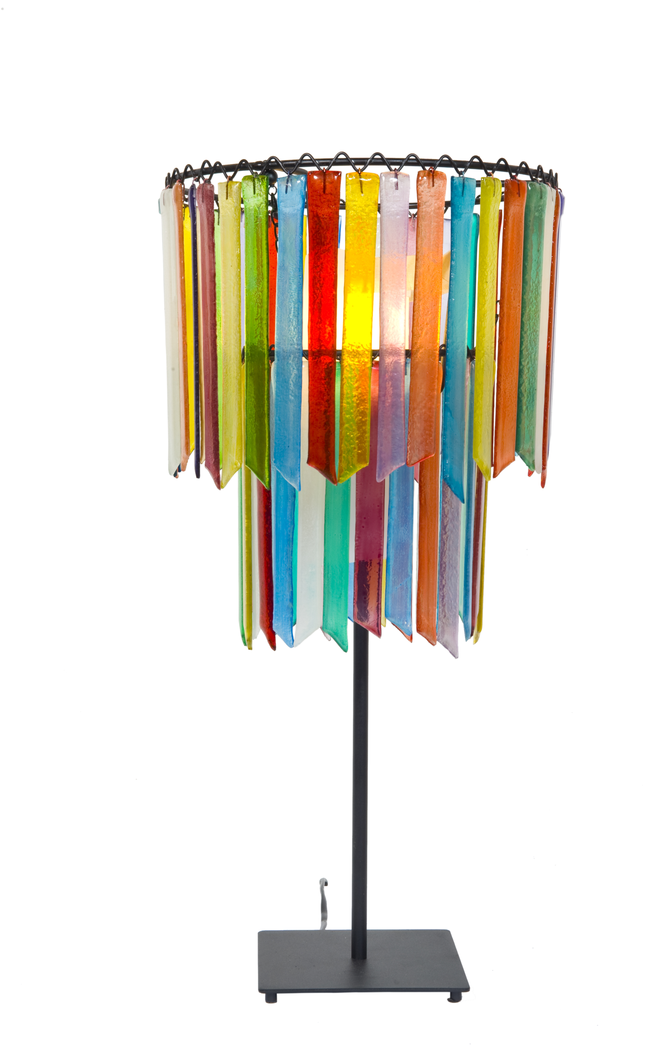 Rainbow Rhapsody Handmade Recycled Glass 2 Tier Table - Lamp (1400x2104), Png Download