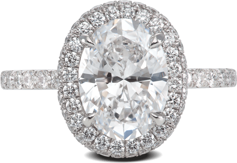 Ring Glamour Flush Platinum Halo Diamonds Steven Kirsch - Diamond Ring Flush Halo (1000x1000), Png Download
