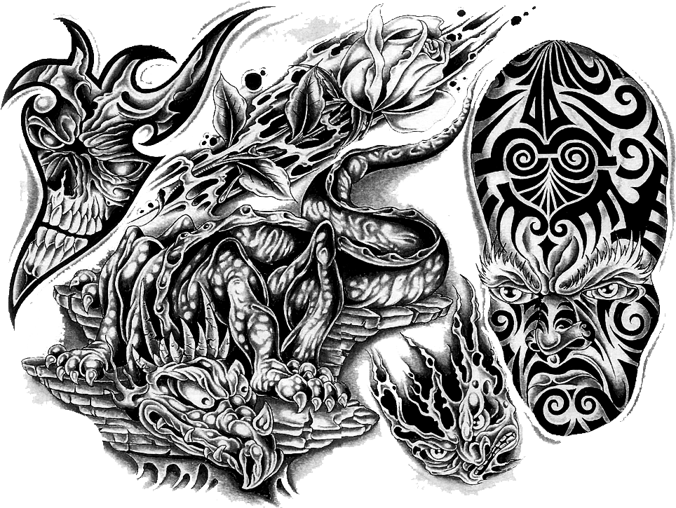 Tattoo With Transparent Background Img50 «black And - Tattoo For Punk Edits (1024x768), Png Download