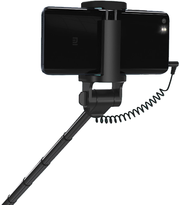 Xiaomi Mi Wired Control Selfie Stick - Mi Selfie Stick Wired Remote Shutter Black (645x731), Png Download