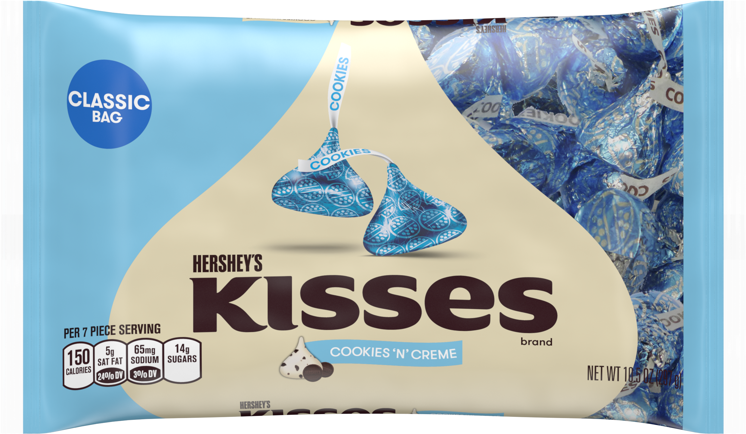 Hershey's Kisses Cookies 'n' Creme Candy Classic Bag, - Kisses Cookies N Cream (3000x3000), Png Download