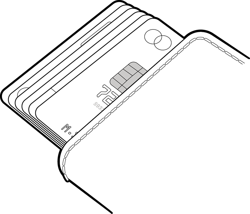 The Cardprotector Can Hold Six Cards, Including One - Diagram (800x684), Png Download