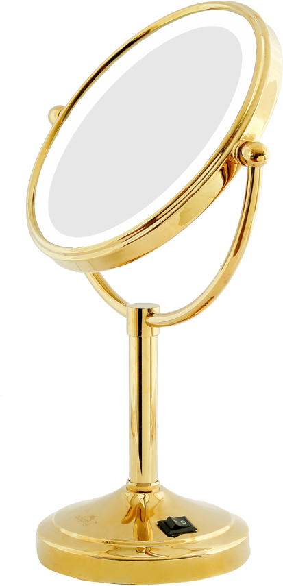 Gold 5x Magnification Led Tabletop Shaving & Makeup - Mirror (800x997), Png Download