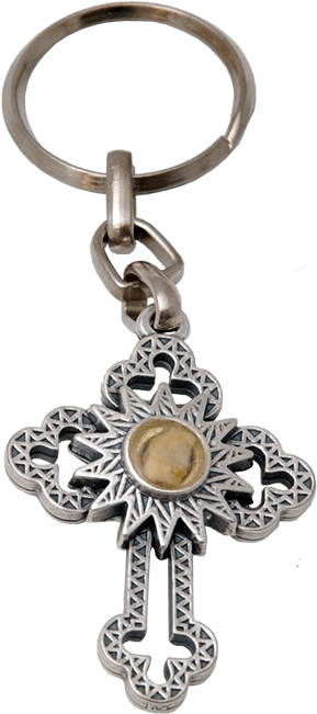 Metal Keyring In The Graceful Shape Of The Budded Cross - Keychain (650x650), Png Download